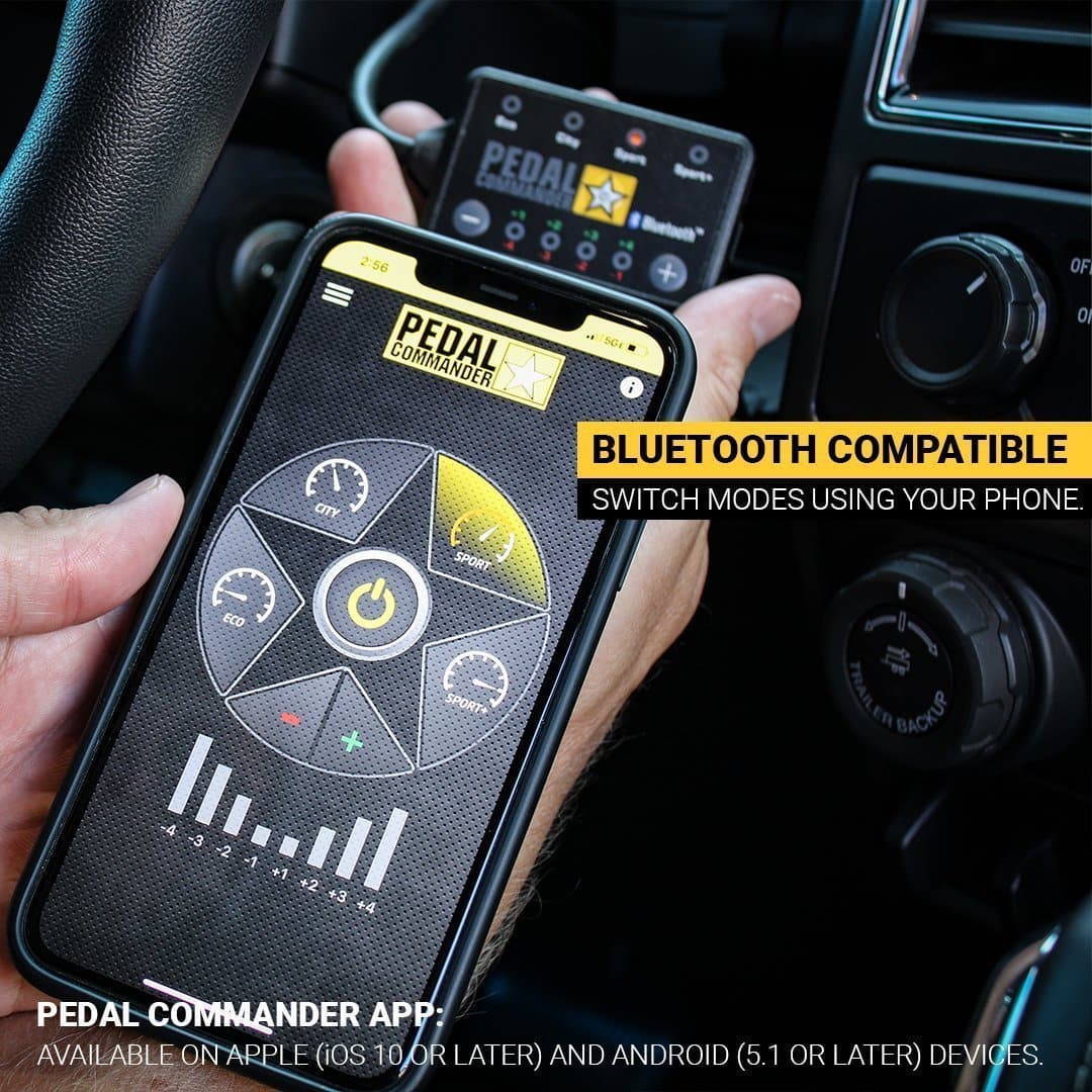 Pedal Commander's mobile app equipped with advanced Bluetooth specifications