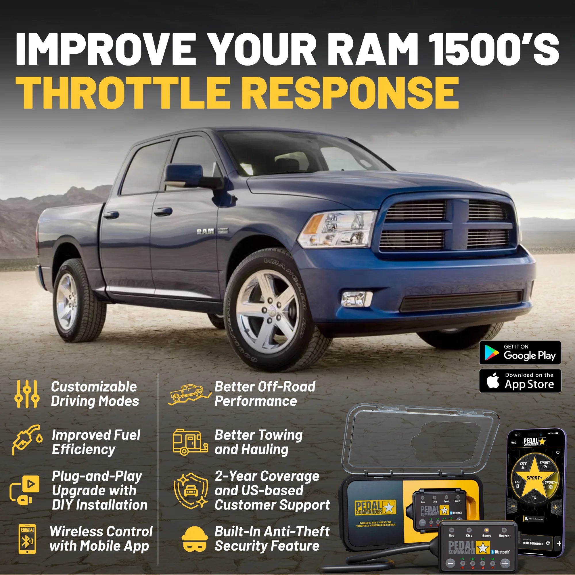 pedal commander ram 1500 Pedal Commander Throttle Response Controller for Dodge RAM (2007-2023)