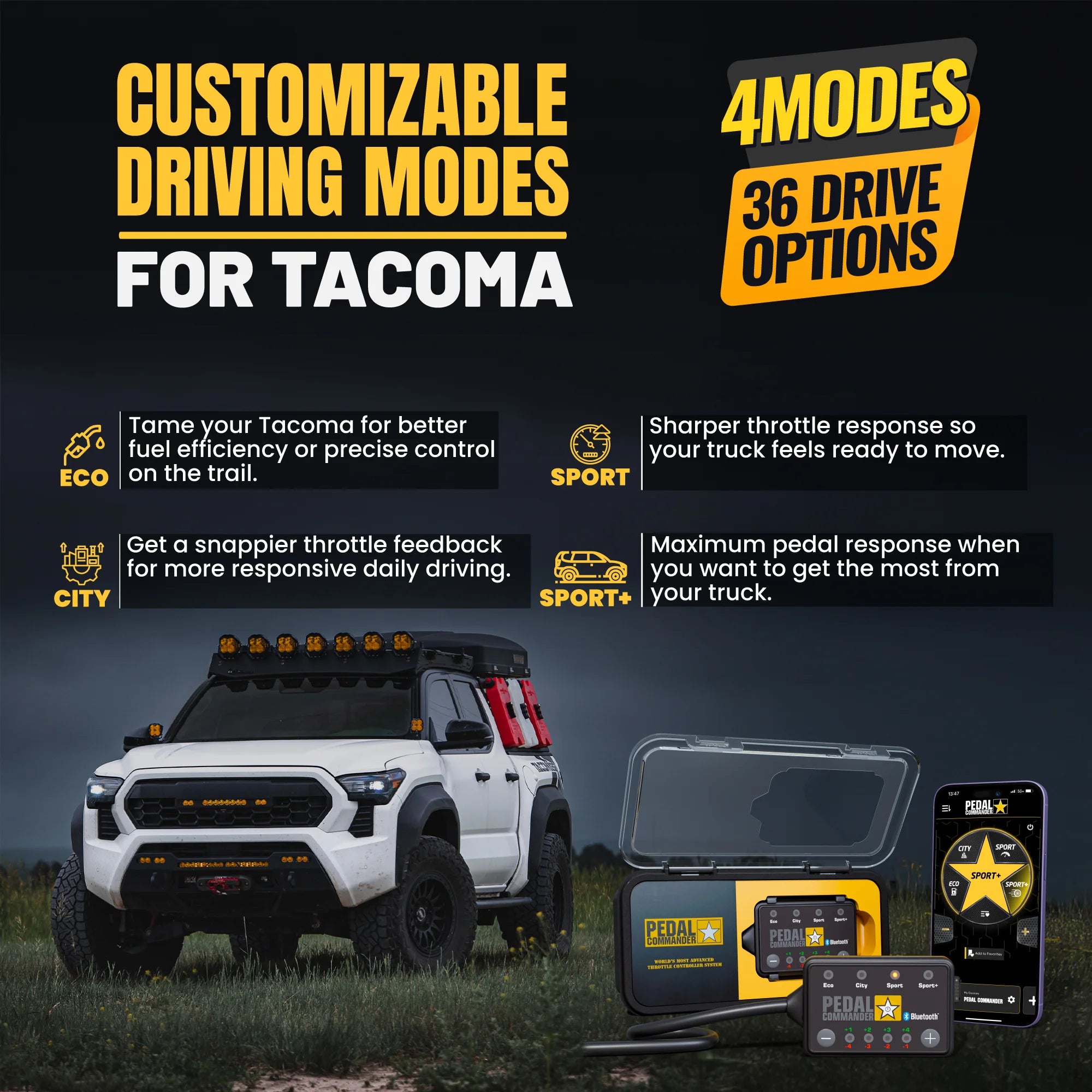 Pedal Commander for Tacoma 4 modes 36 drive options